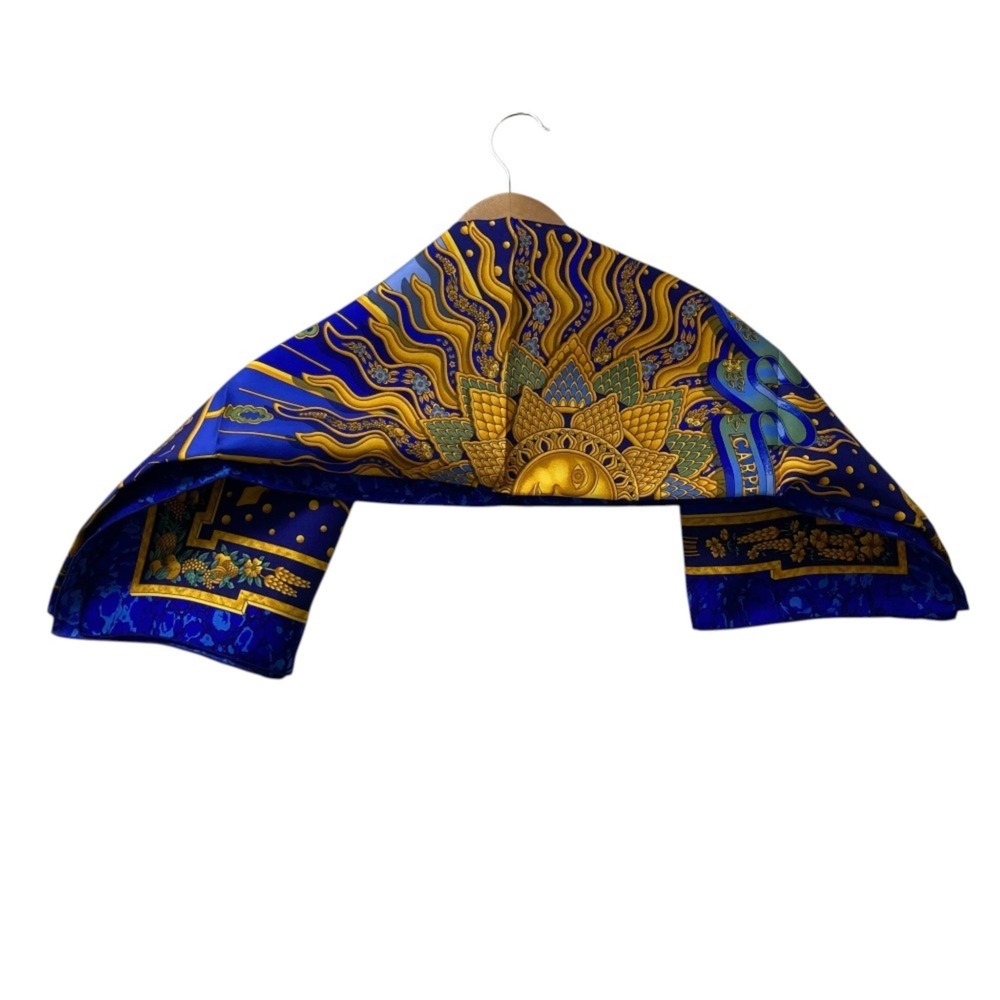 HERMES Carre 90 CARPE DIEM Enjoy Today Silk Scarf Stole Blue x Multicolor Wom... - Picture 5 of 11